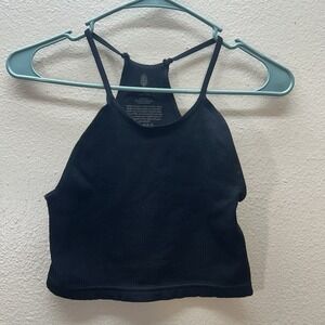 Free People FP Movement Cropped Tank Top Halter High Neck Ribbed Black XS / S
